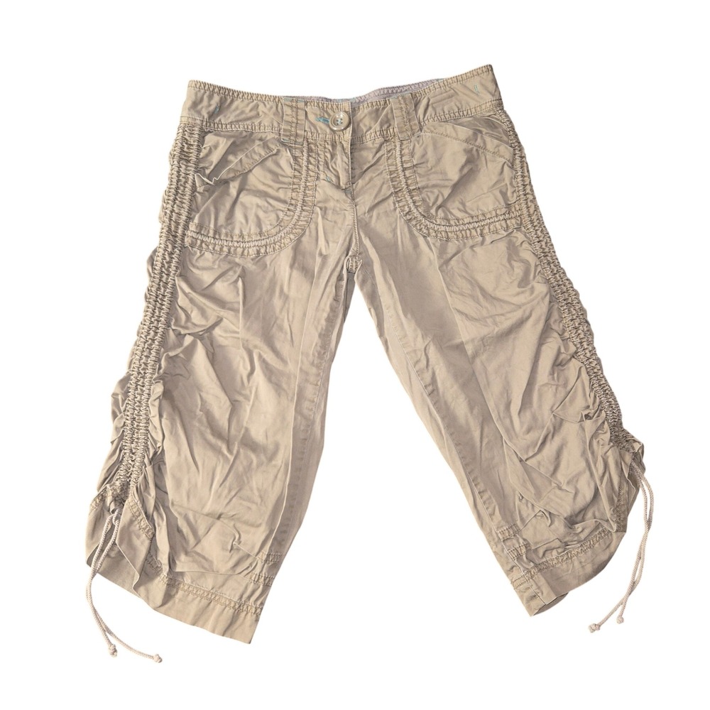 Hei Hei Anthropologie Khaki Cargo shorts Ruched Drawstring Tan Size 2